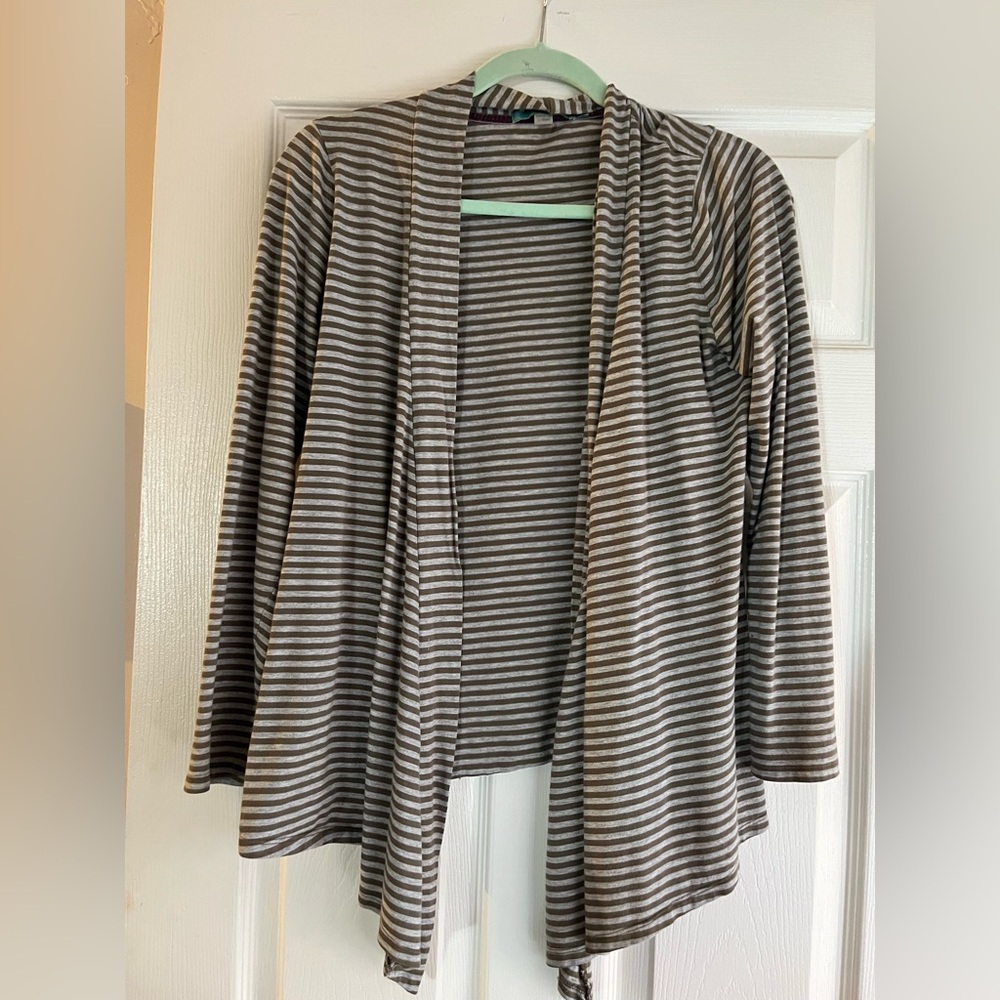 👓 Boden Gray Striped Women's Jersey Cardigan